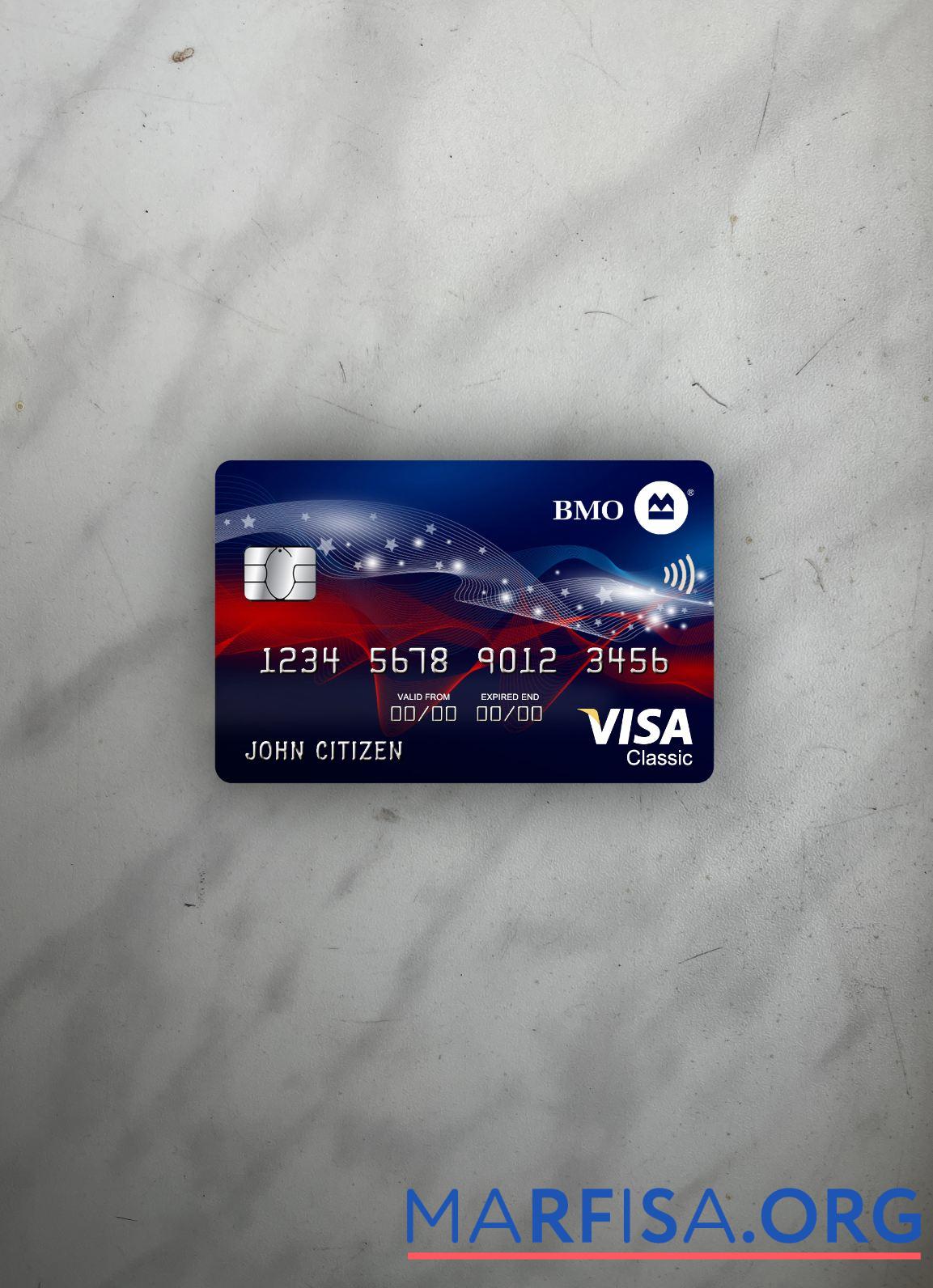Realistic USA BMO Bank of Montreal bank visa classic card photolook front real example